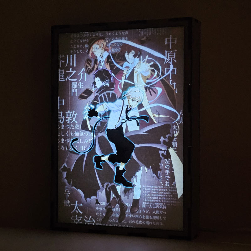 Lámpara LED de Bungou Stray Dogs con Atsushi Nakajima en primer plano - encendida