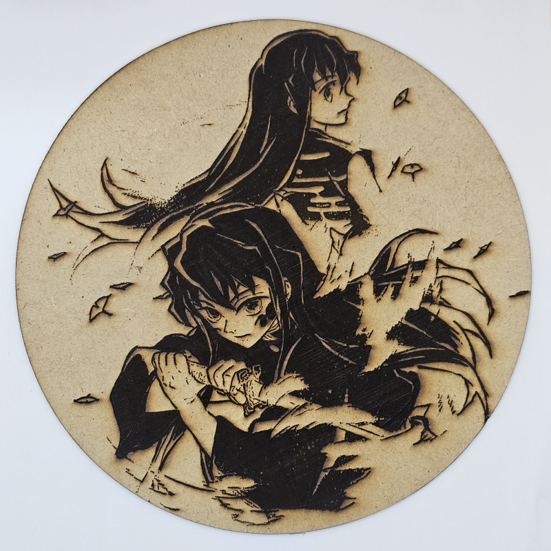 Cuadro decorativo MDF grabado láser estilo anime manga de Muichiro Tokito, Yuichiro Tokito