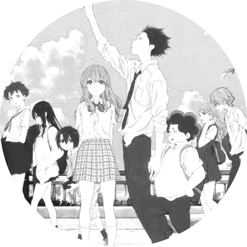 Cuadro decorativo MDF grabado láser estilo ánime/manga de Shoya Ishida, Shouko Nishimiya, Naoka Ueno, Yuzuru Nishimiya, Miki Kawai, Tomohiro Nagatsuka, Satoshi Mashiba y Miyoko Sahara - A Silent Voice