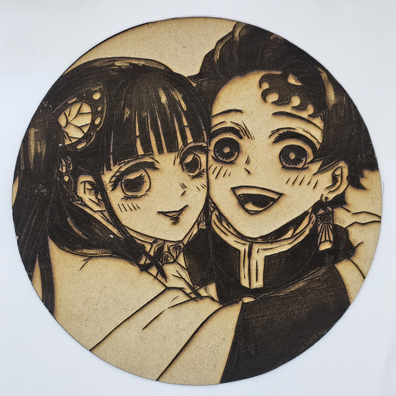Cuadro decorativo MDF grabado láser estilo anime manga de Kanao Tsuyuri,  Tanjiro Kamado